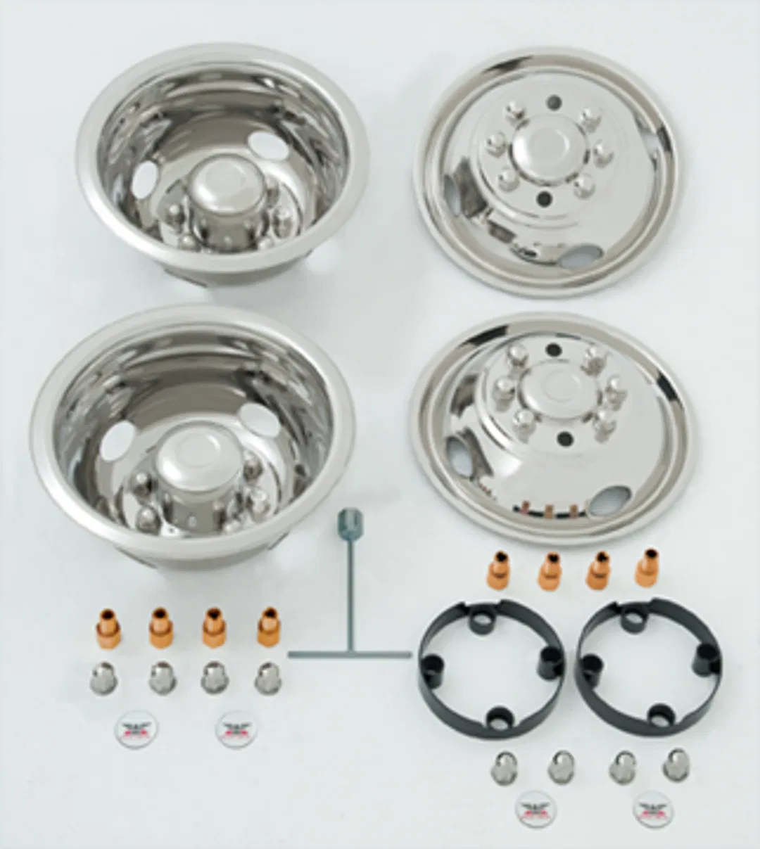 GDG01 – PHOENIX USA Wheel Simulator, Fits 16 Inch Diameter 8 Lug Dual Wheels Polished Stainless Steel Bolt-On Does No...